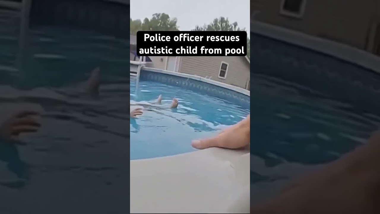 Police officer rescues autistic child from pool. #rescue #neardrowning
