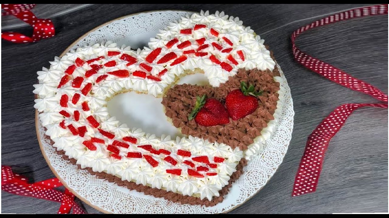 TORTA CUORE PANNA E CIOCCOLATO Ricetta FURBA SAN VALENTINO Facile e VELOCE - Heart Cake Easy Recipe
