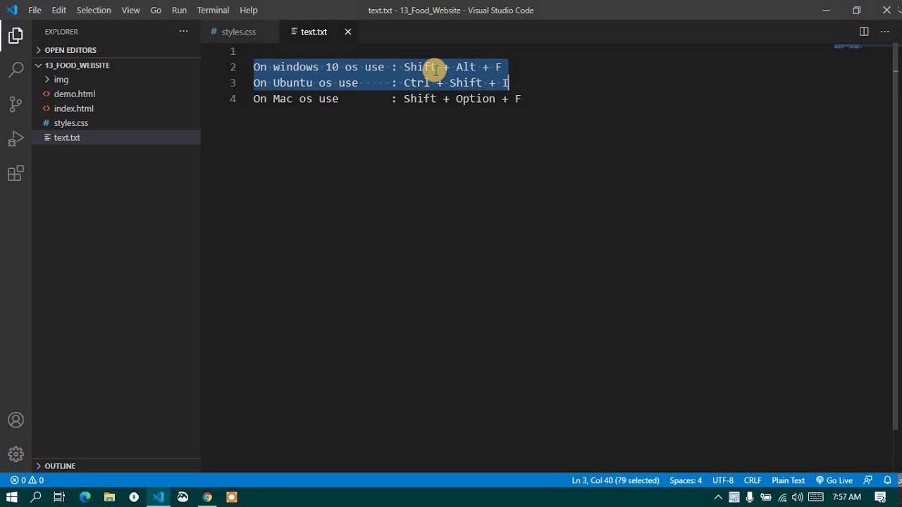 How To Auto Format code in Visual Studio Code