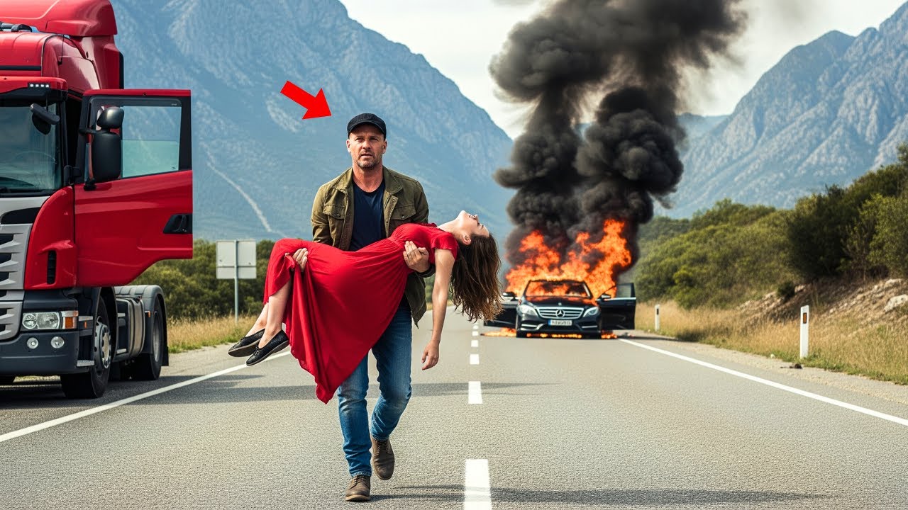 Caminhoneiro pobre salva uma mulher misteriosa no meio da estrada, sem saber que ela era milionária…