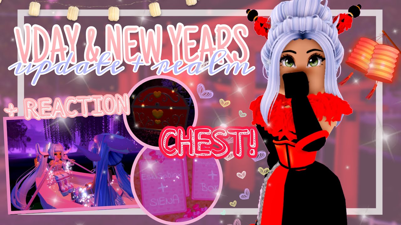 VALENTINES realm + NEW YEARS, bhm, and CHEST location! //Roblox Royale High TEA, UPDATES, & REACTION