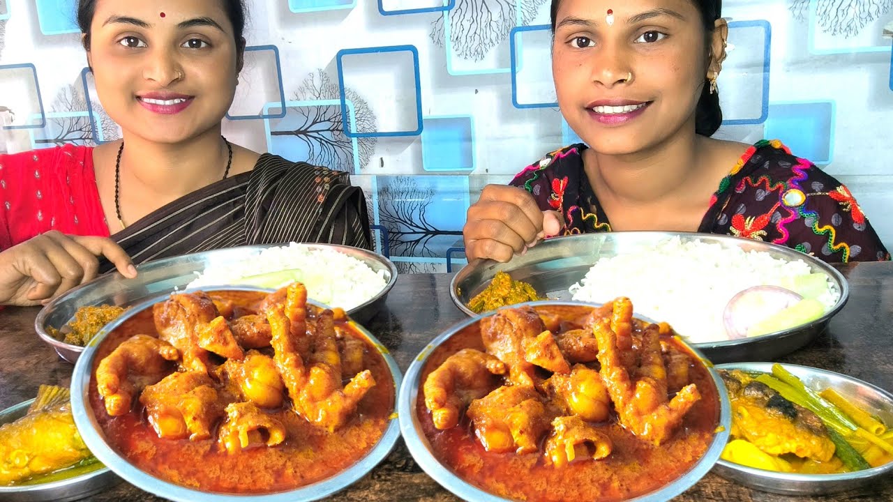 New eating rice with spicy🔥🔥chicken curry vegetable fish curry vegetable masala fry eating show