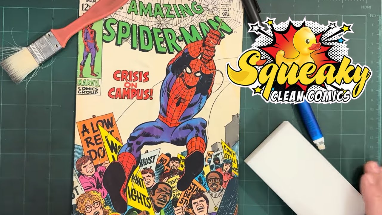 Чистка грязного старого комикса Amazing Spider-man #68. Грязные белые обложки — самые лучшие!