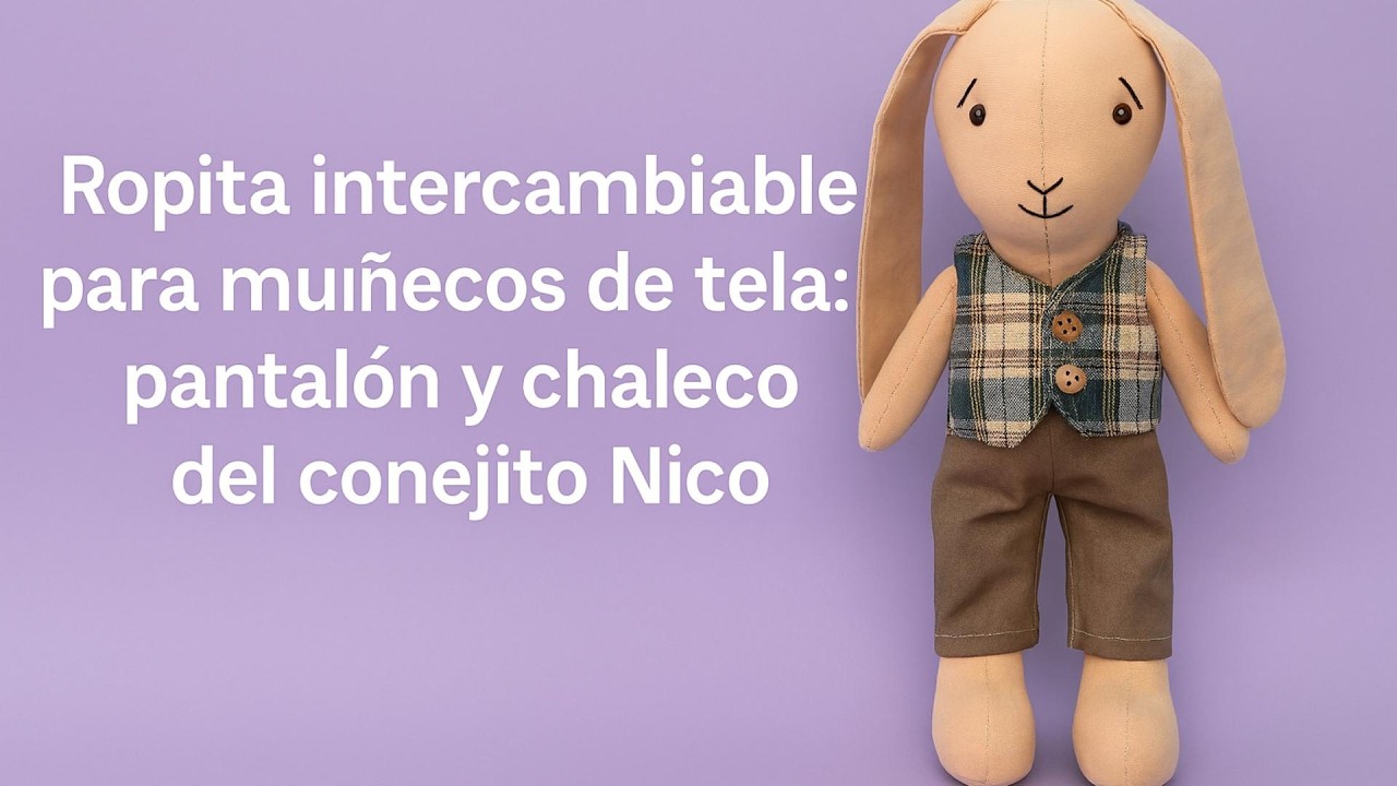 Ropita intercambiable para muñecos de tela: pantalón y chaleco del conejito Nico
