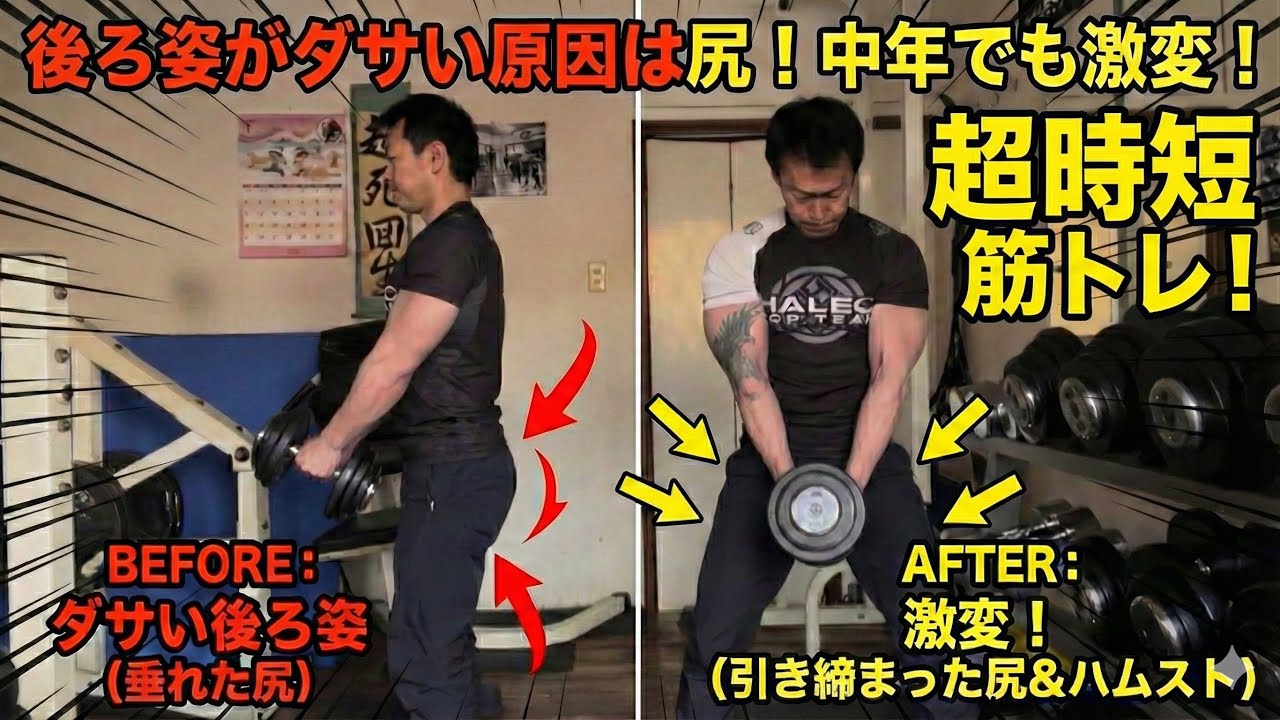 【後ろ姿がダサい原因は尻】中年でも尻が激変するハムスト&尻の超時短筋トレ！