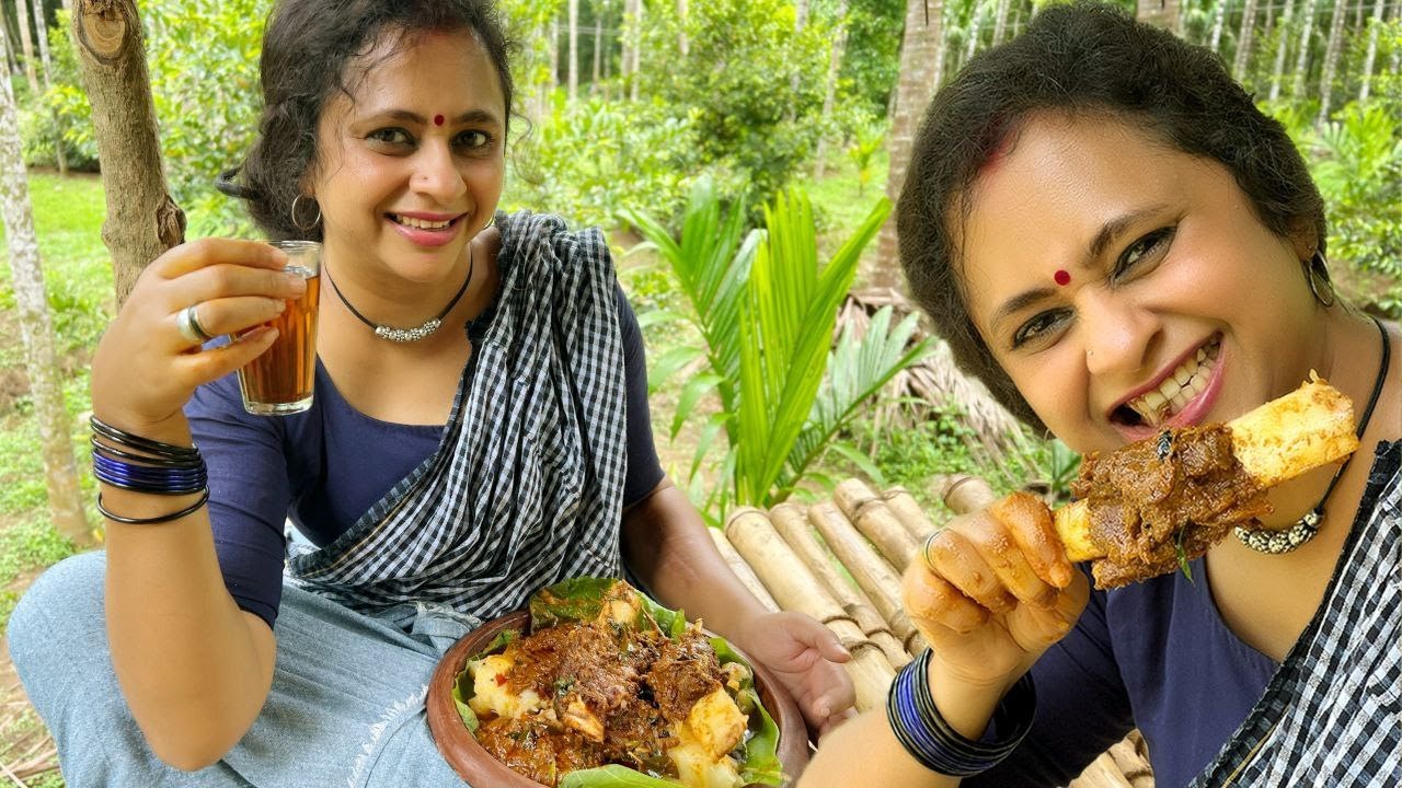 വാരിയെല്ലിൻ്റെ കറിയും കപ്പ വറവിട്ടതും,Beef Ribs Curry, SteamedTapioca, Kappappuzhukk,Variyellu curry
