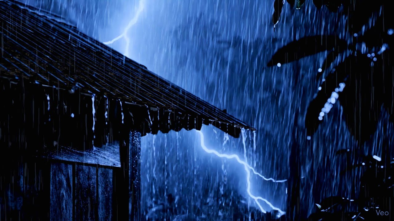 Rain on a Tin Roof for Sleeping 24/7, Deep Sleep with Heavy Rain & Thunder on Metal Roof at Night
