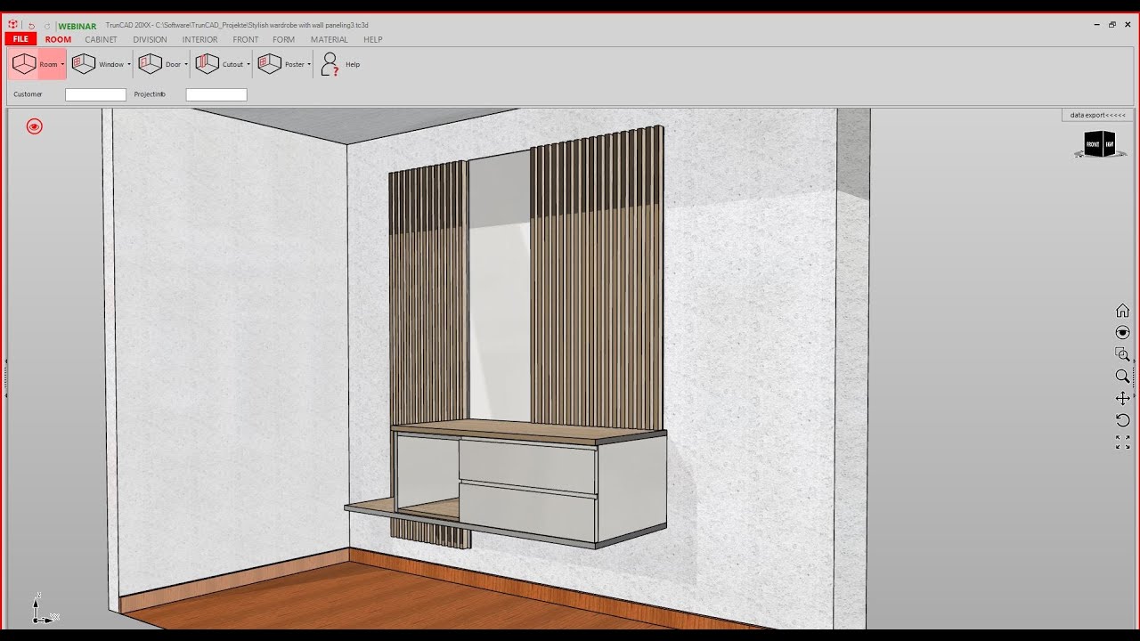 TrunCAD 20XX | Stylish wardrobe with wall paneling