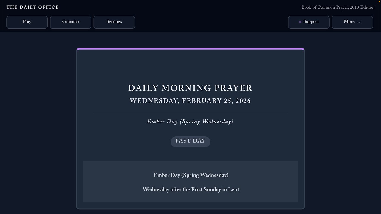 Morning Prayer & Litany, Wednesday 25 February 2026, BCP 2019: Psalm 136, Exodus 4, Matthew 10:24-42
