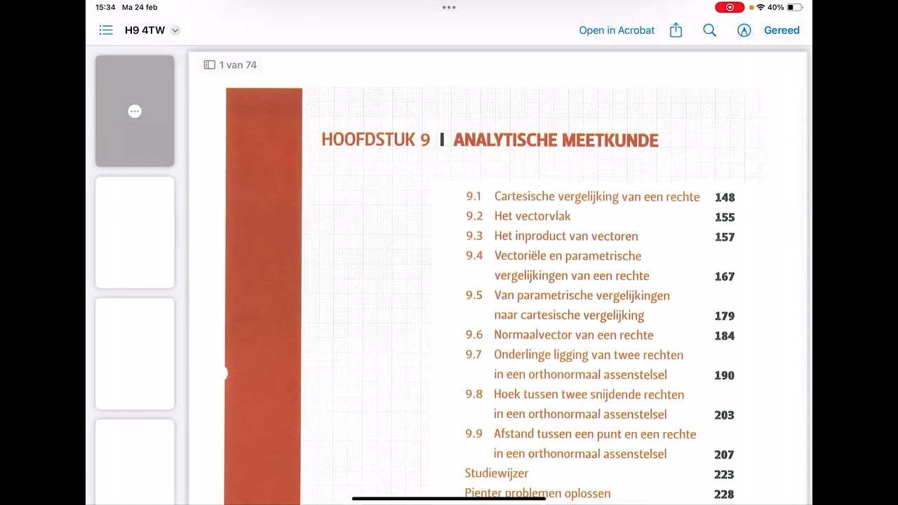 Analytische meetkunde Les 11: Afstand van een punt tot een rechte