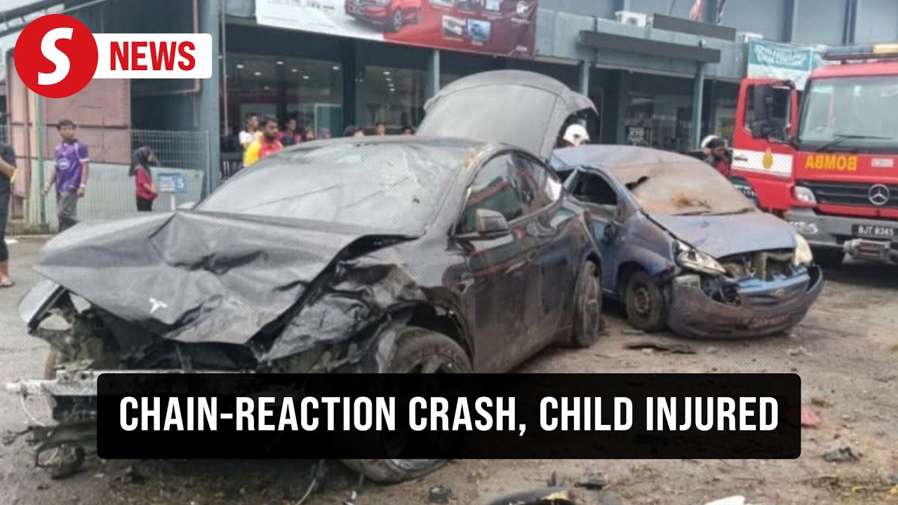 Woman driving EV crashes into three vehicles, five injured