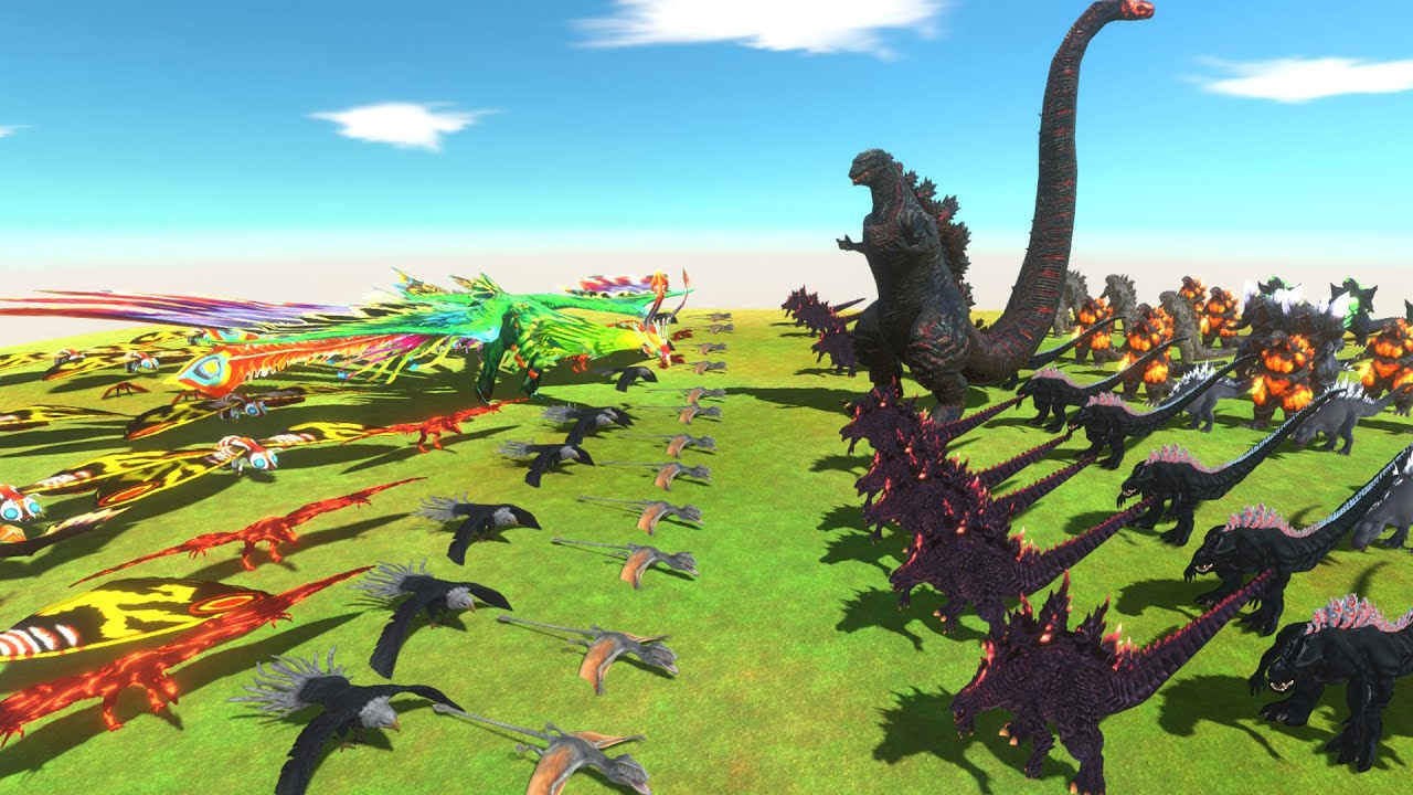 Flying War - Godzilla Team VS Flying Team - Animal Revolt Battle Simulator