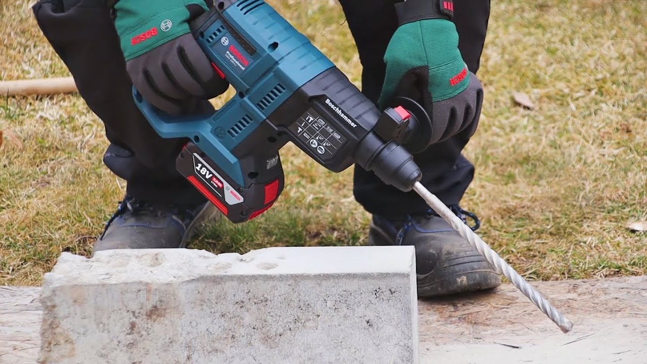 Bosch GBH 180-Li cordless rotary hammer SDS Plus work demo