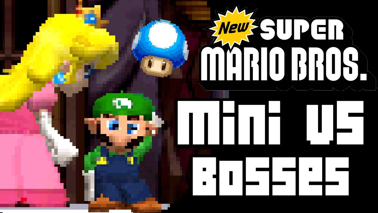 New Super Mario Bros ALL BOSSES with MINI MUSHROOMS (DS)