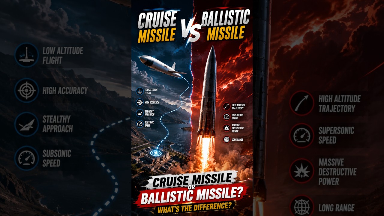 Ballistic vs Cruise Missiles: Speed, Range, Guidance & Stealth Compared