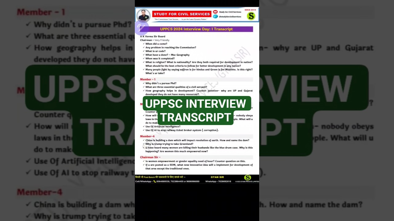 uppcs interview questions transcript decoded by gyan sir #uppcs #uppsc #upsc #pcs #gyansir #shorts