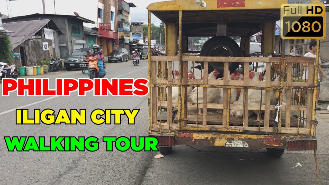 Walking tour around Iligan City in a rainy day, Philippines