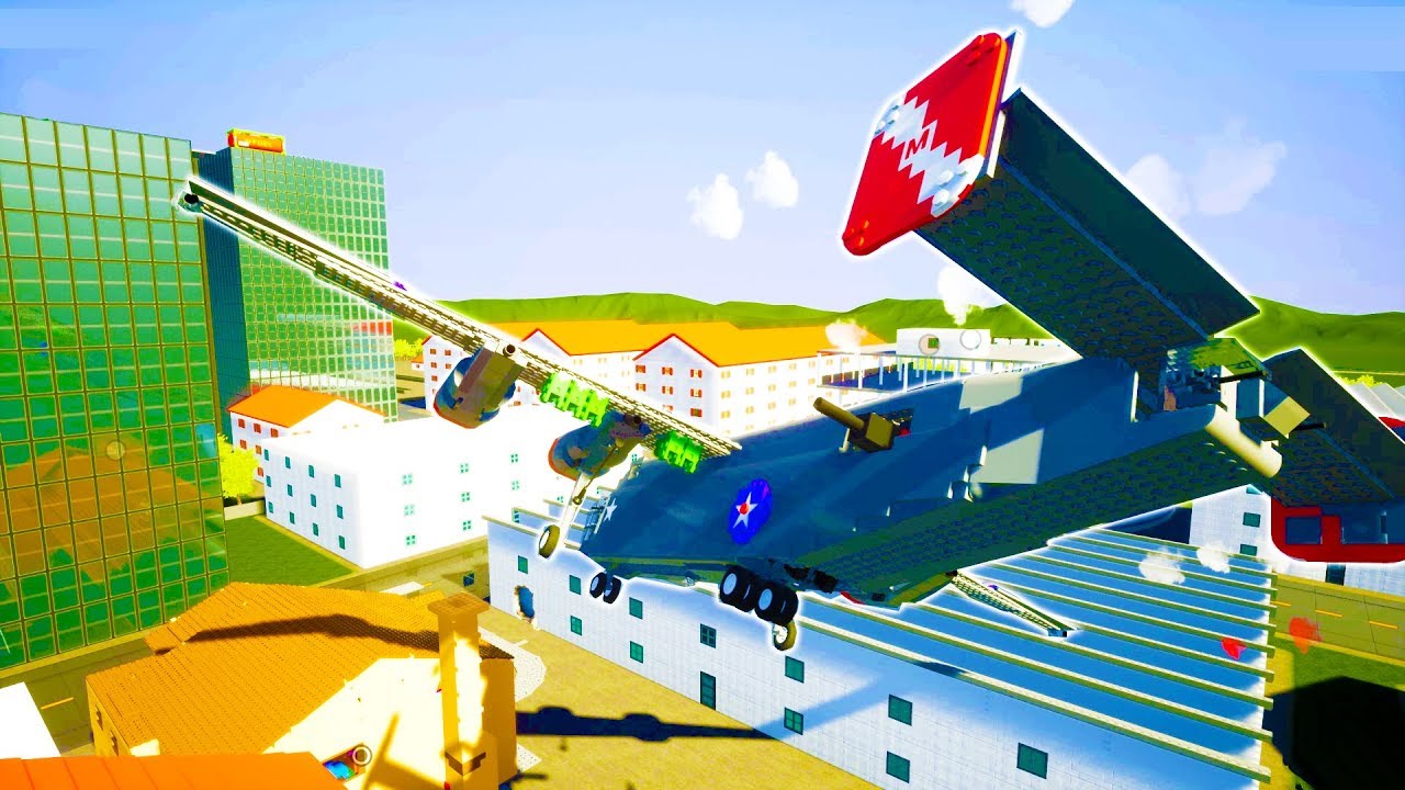 MASSIVE B-24 BOMBER PLANE DESTROYS HOUSES OF BRICKSVILLE! - Brick Rigs Workshop Creations Gameplay