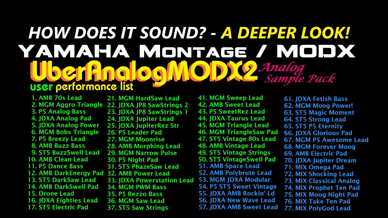Uber Analog MODX2 Deeper Look Yamaha Montage Analog Synthesizer Sample Pack