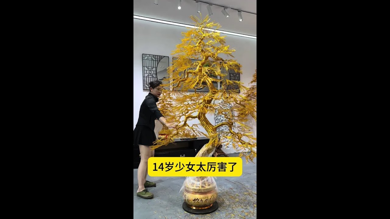 14-year-old girl competes with men, creates amazing iron tree art