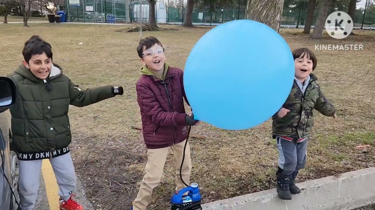pumping a huge balloon popping 