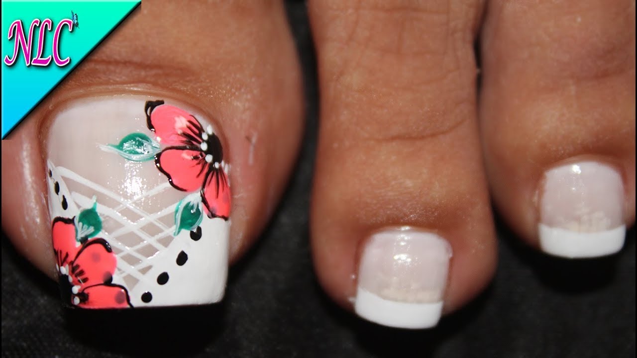 DISEÑO DE UÑAS PARA PIES FLORES PARA PRINCIPIANTES - FLOWERS NAIL ART - NLC