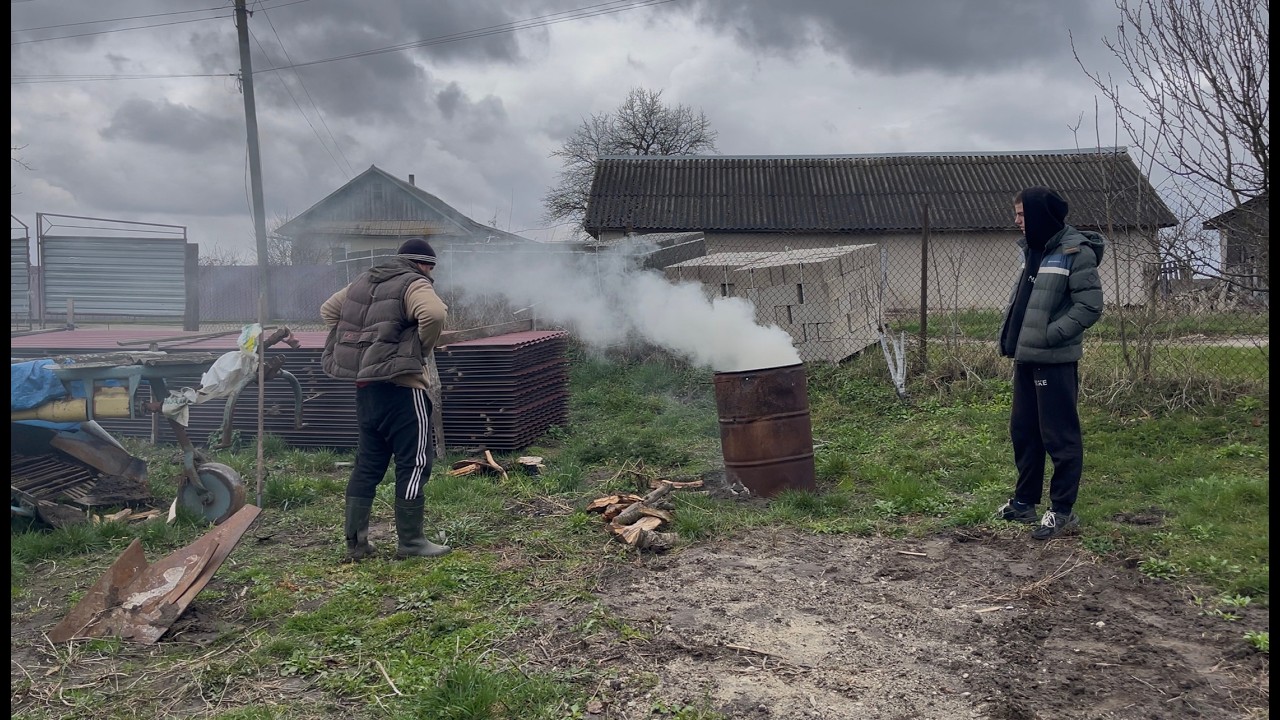 Spring in a Ukrainian village | we made homemade sausage and cultivated the land, planted potatoes