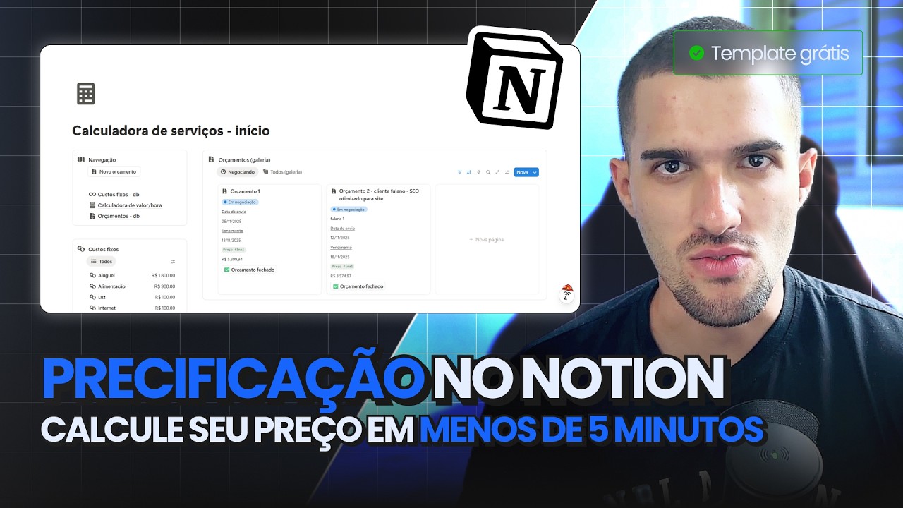 Criando um sistema para PRECIFICAÇÃO de SERVIÇOS usando o NOTION (template grátis)