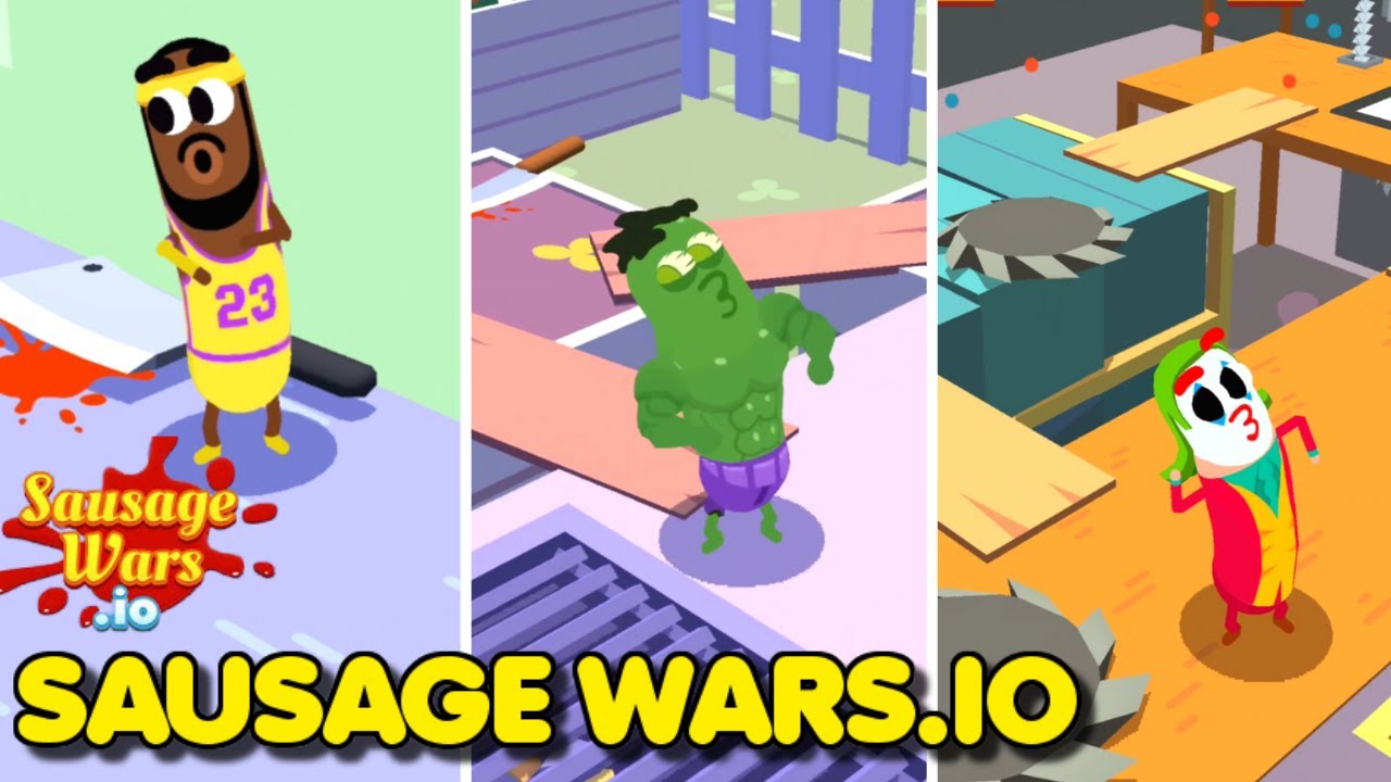 Sausage Wars.io: Playing With All The Skins (Joker, Lebron, Hulk and more) |Gameplay #2(Android,iOS)