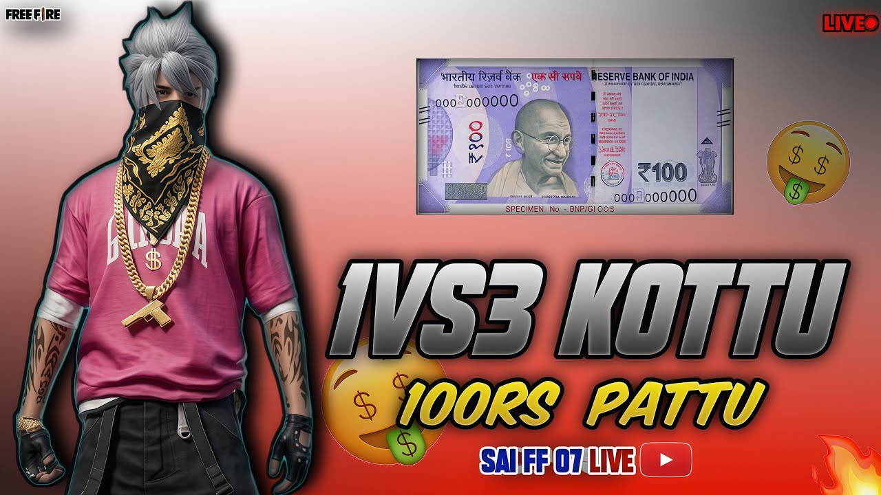 1VS3 KOTTU 100PATTU 🤑  | GUILD TRIALS | SAI FF 07 IN LIVE !!|| SHOW YOUR GAME PLAY ||TELUGU LIVE !