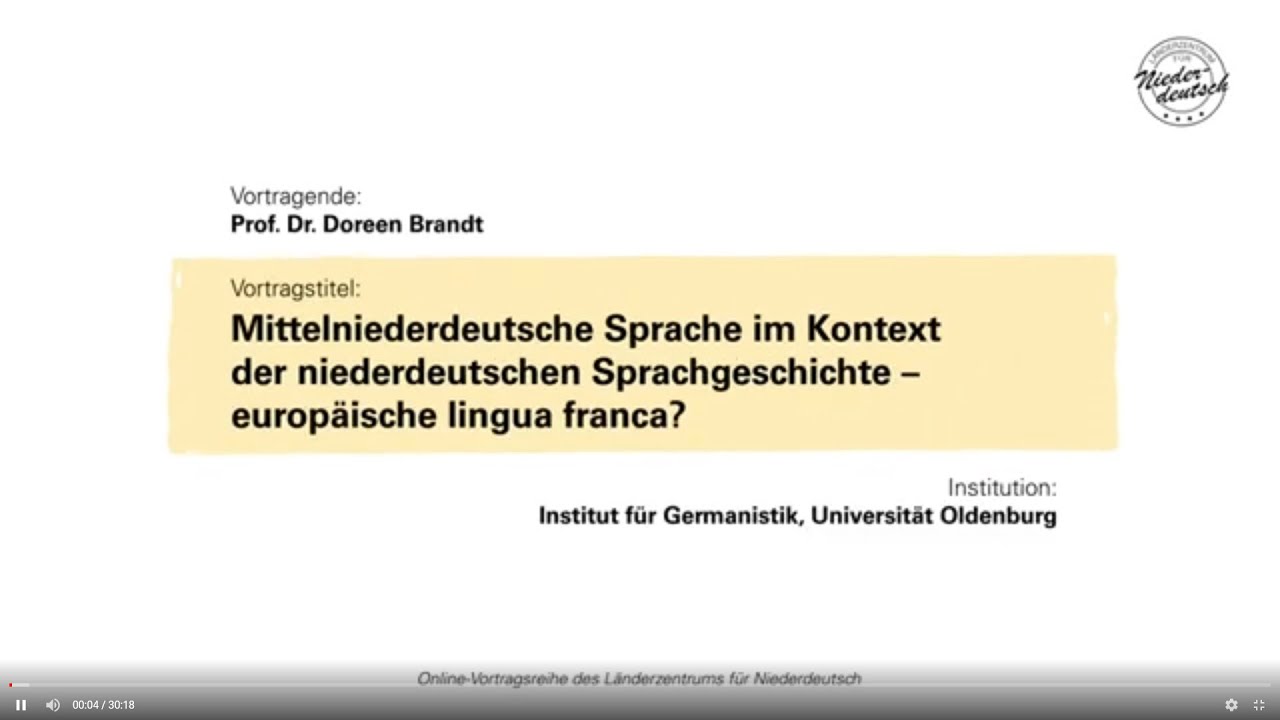 LZN Lehrvideo | Mittelniederdeutsche Sprache im Kontext der niederdeutschen Sprachgeschichte |