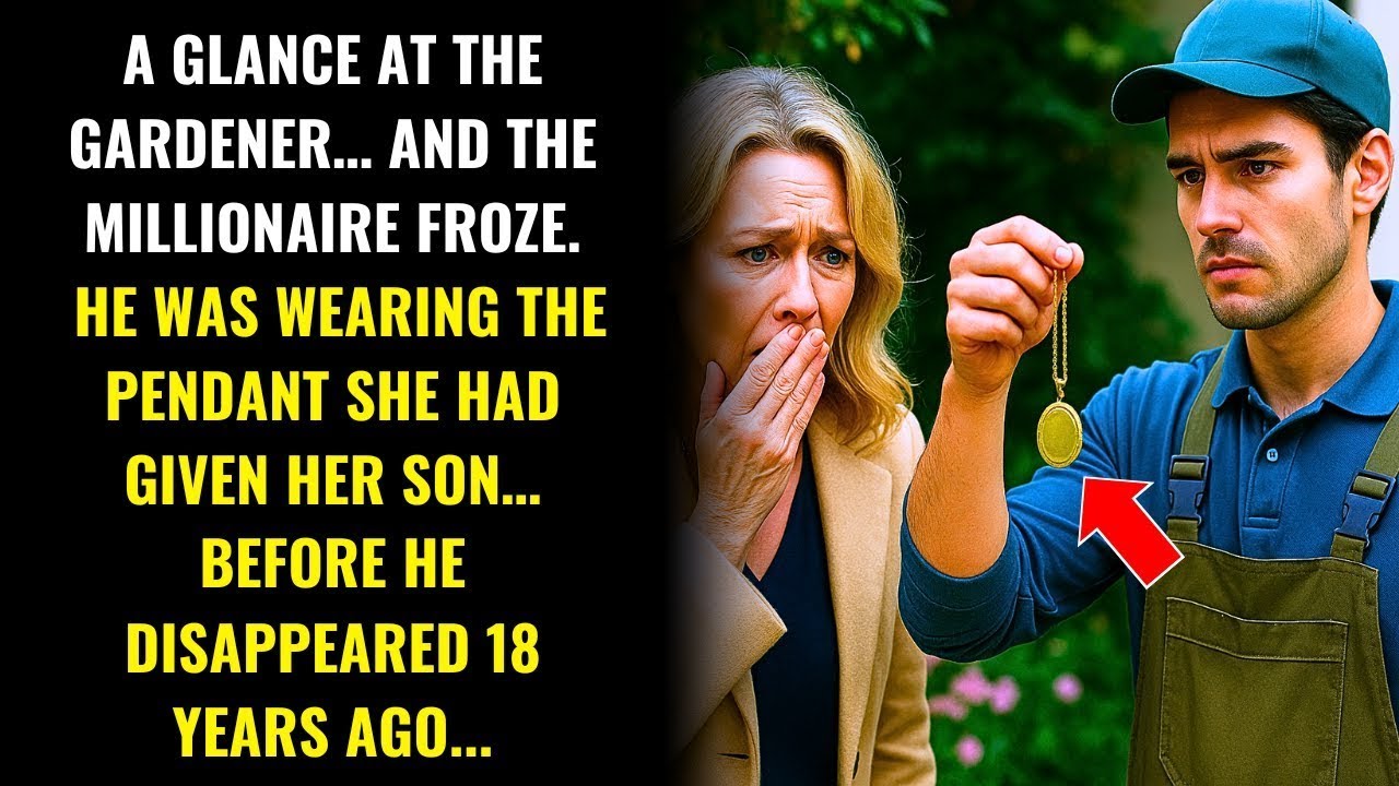 A GLANCE AT THE GARDENER    AND THE MILLIONAIRE FROZE WHEN SHE RECOGNIZED THE PENDANT OF HER
