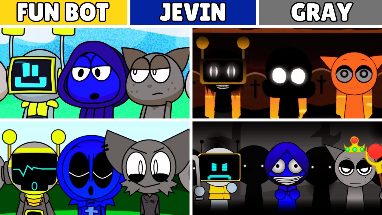 Incredibox Sprunki but MIX FUN BOT and JEVIN and GRAY From Top 40 Mods