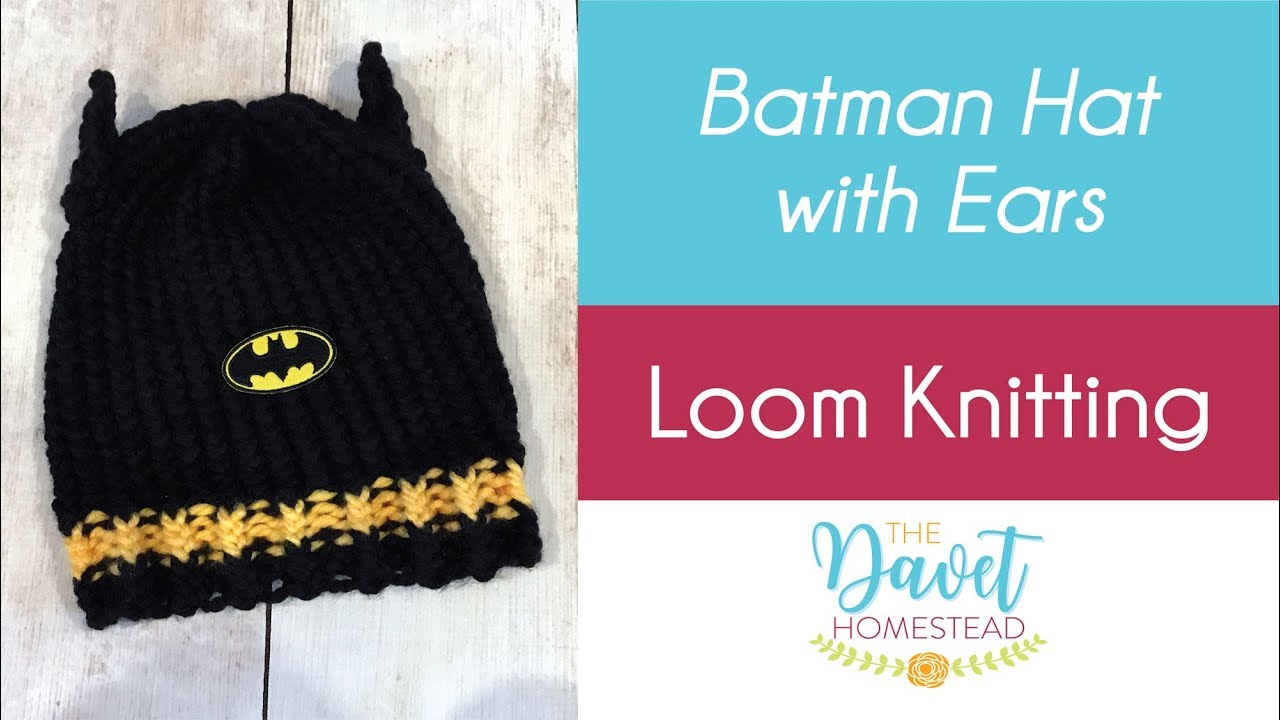 Batman Super Hero Hat with Ears - Loom Knitted