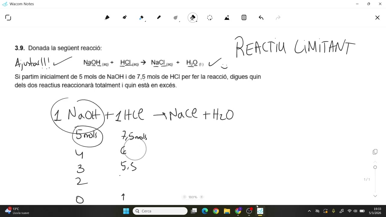 3.9. Reactiu limitant amb mols