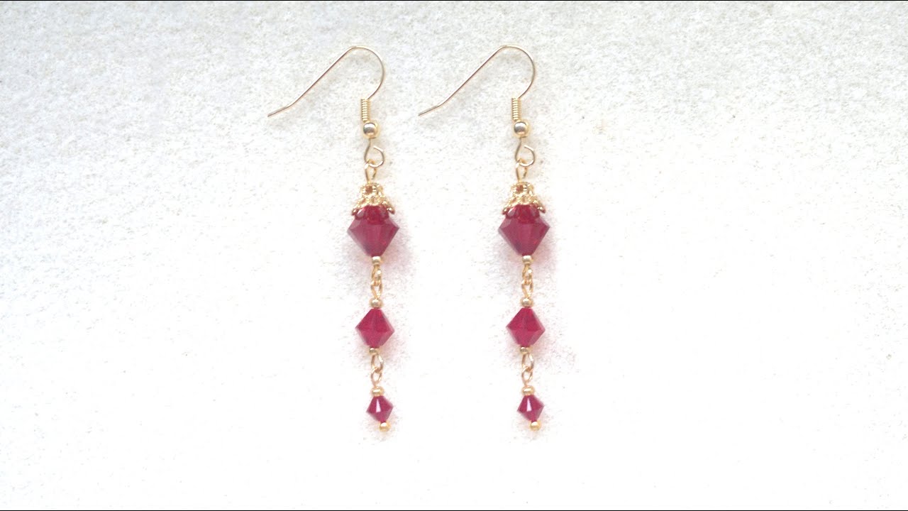 Very simple to make stylish Swarovski earring beginners tutorial
