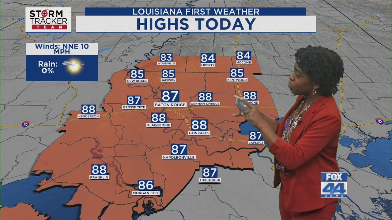Monday Morning Forecast for Baton Rouge 9-8-25: Sunny & Less Humid Today; Mostly Dry All Week