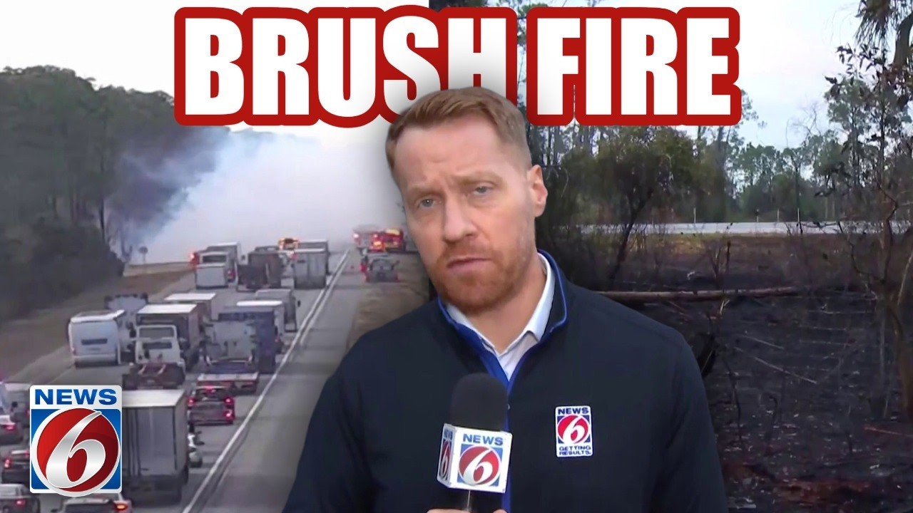 Volusia brush fire burns 20 cars at campground, closes I-95