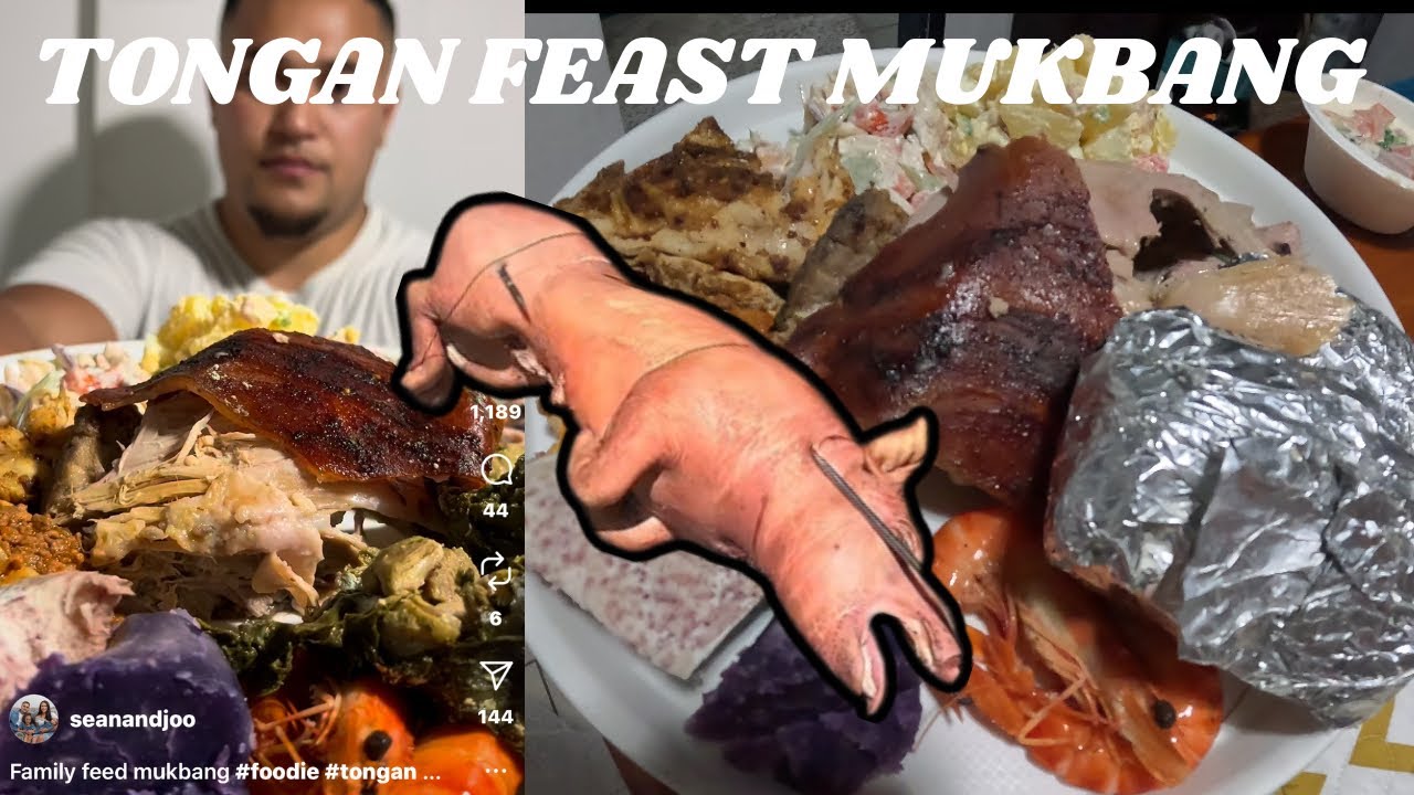 TONGAN FEAST MUKBANG - LU SIPI, PUAKA - OTA - FEKE - POTATO SALAD - CRAB SALAD