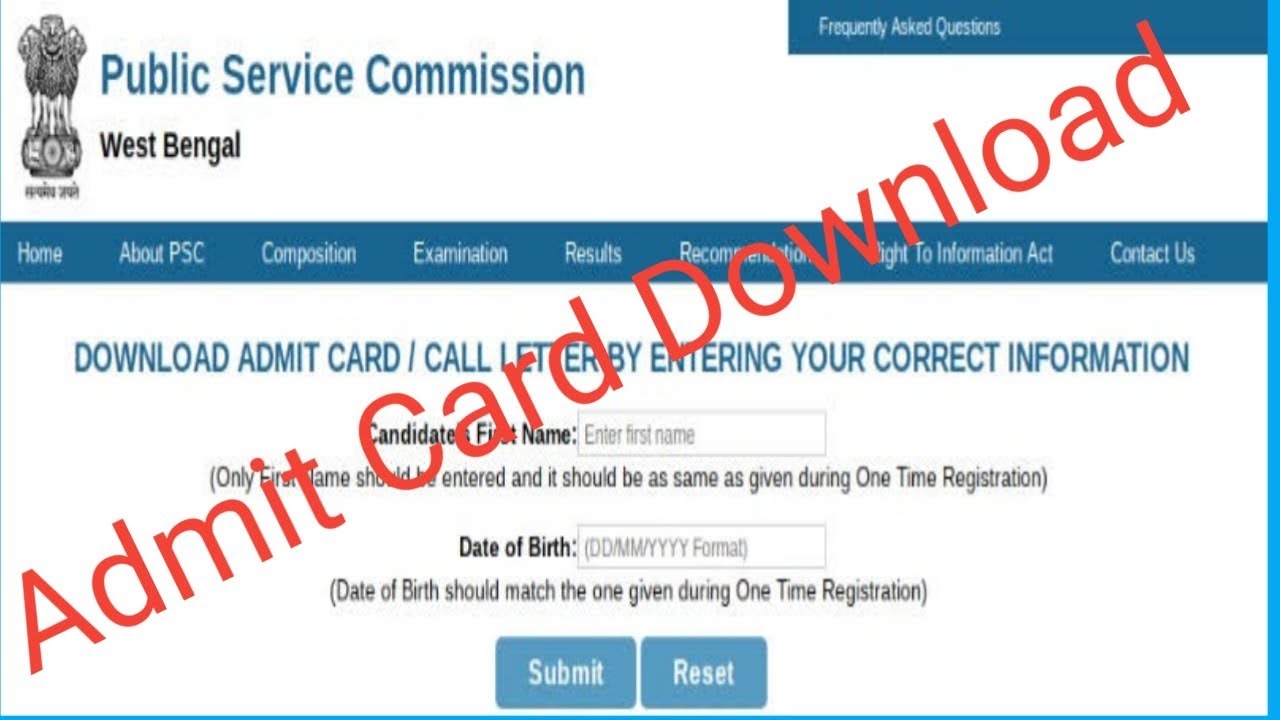 How To Download WBPSC Admit Card | Admit Card  Download Public Service Commission 2019