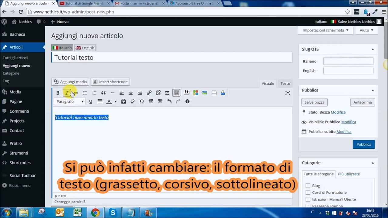 Tutorial WordPress: Come creare un articolo e scrivere un testo