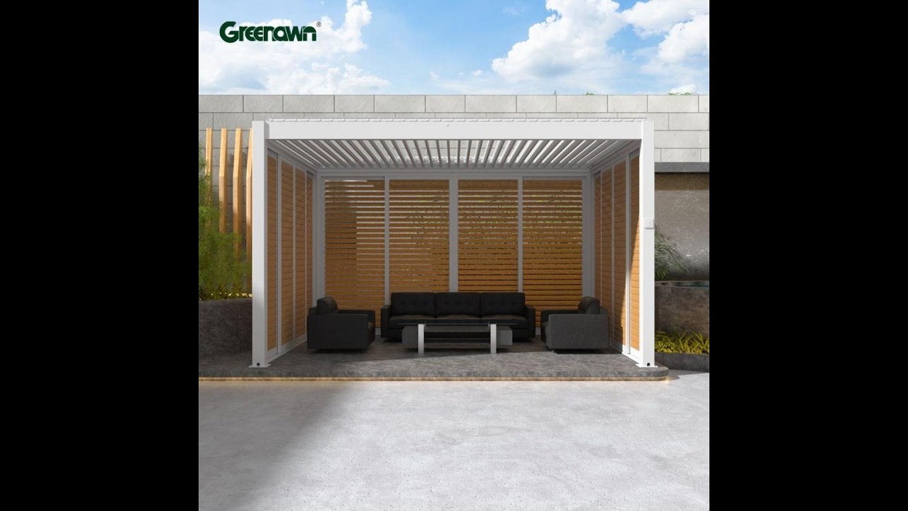 Eco Friendly Aluminium Louver Pergola Motorisierte Bioclimatic Pergola mit verstellbarem Dach – Funk