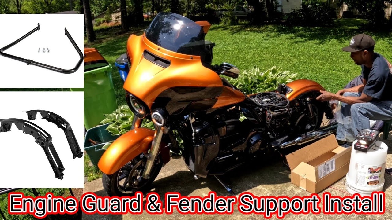 Black Harley-Davidson Engine Guard & Fender Support Install
