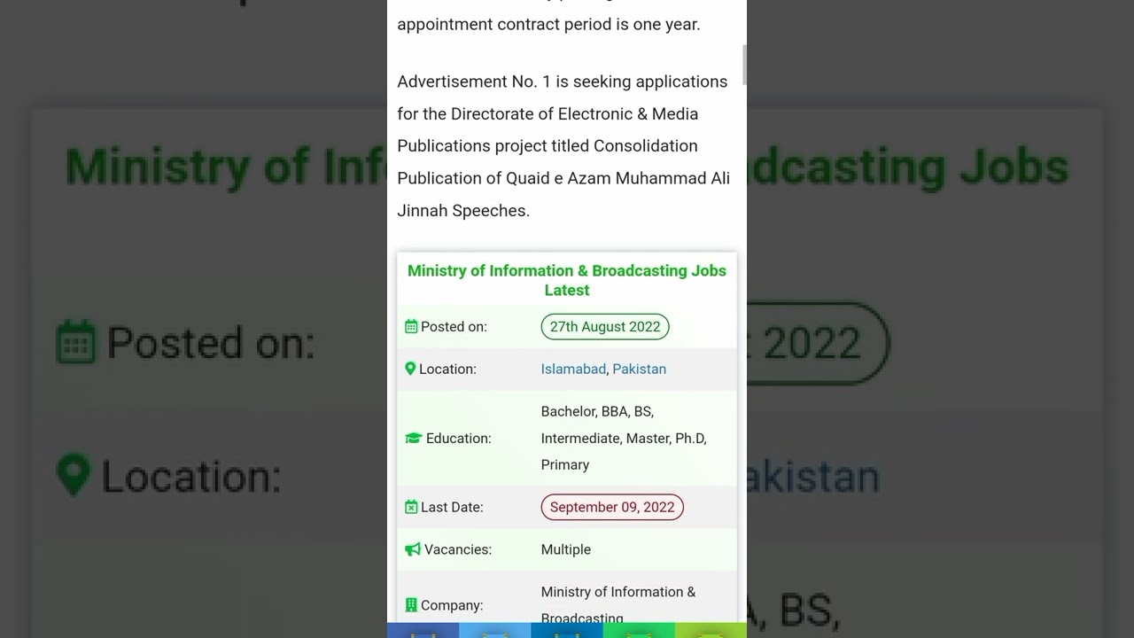 Ministry of Information & Broadcasting Jobs 2022/@latestjobsinpakistan7062 @PakistanJobs789
