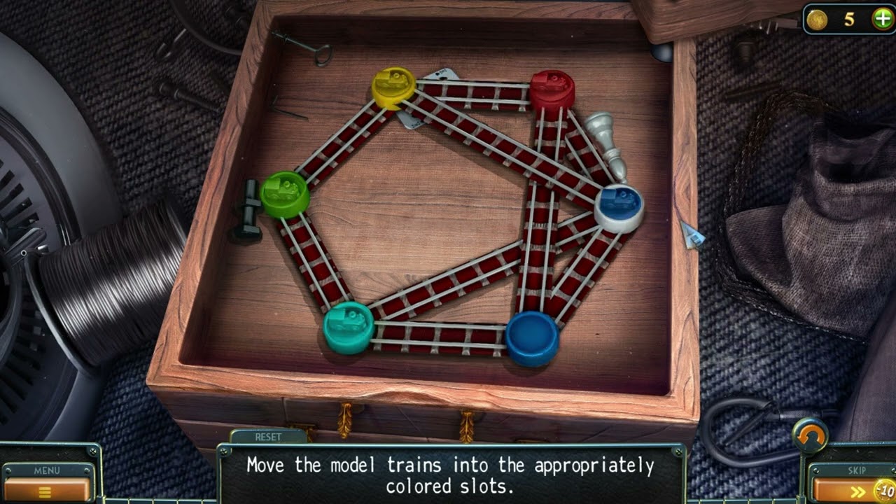 Move the model trains into the appropriately colored slots || New York Mysteries 4 : Outbreak Puzzle