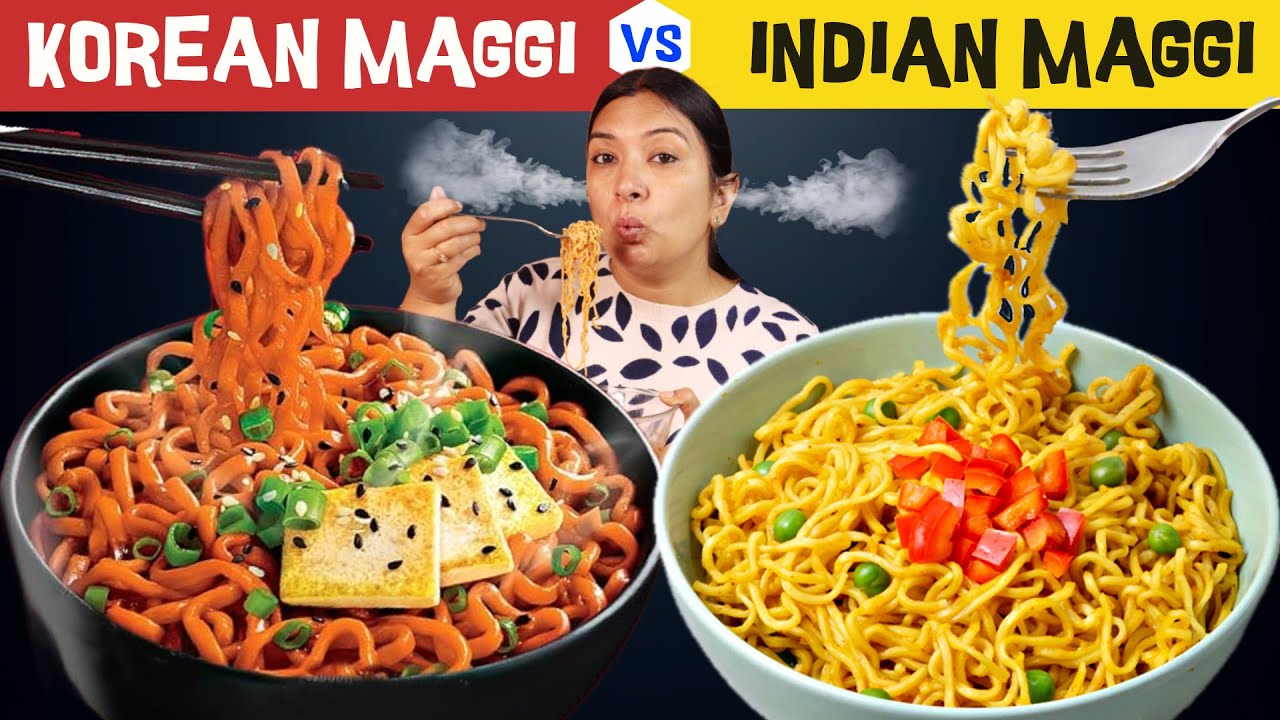 Korean Vs Indian Desi Maggi Recipe - Testing Out Viral Korean Food CookWithNisha