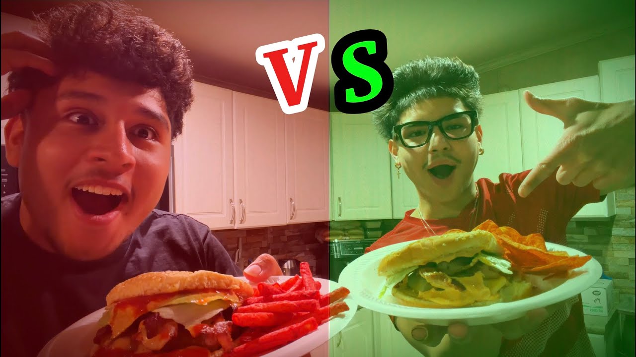 Who Makes The Better Burger?? (Cooking Challenge Vs My Cameraman)