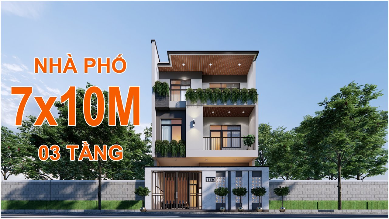 Mẫu Nh&agrave; Phố 7x10m (7x7m) - 3 Tầng - 3 Ph&ograve;ng Ngủ | HD.CONS | MẪU HD - 03