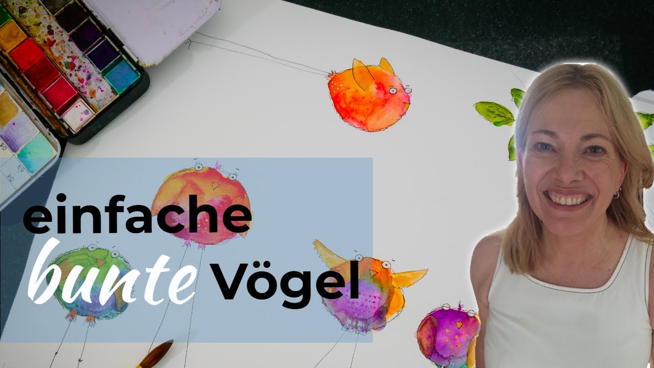 einfach bunte Vögel malen