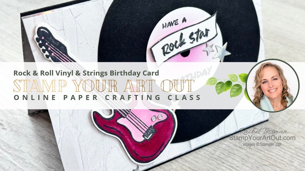 Rock & Roll Vinyl & Strings Birthday Card